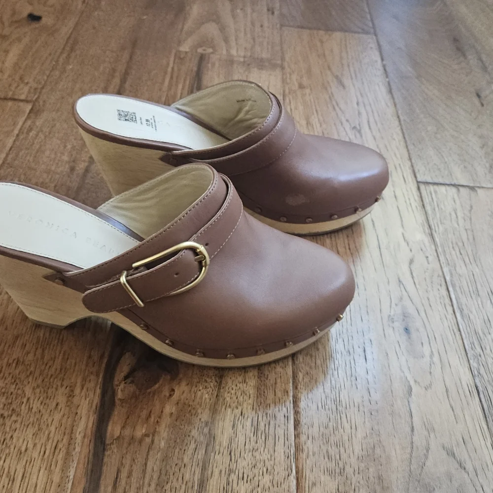 Veronica Beard Brown Hendrix Leather Mule Clogs 8 - Picture 10 of 11